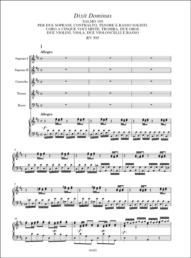 Dixit Dominus RV 595 - Ed. critica M. Talbot - Riduzione per canto e pianoforte di A. Frigé - árie pro zpěv a klavír